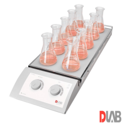 DLab 10 Bölmeli Isıtıcılı Manyetik Karıştırıcı 1.100 rpm 120 ℃ 10 x 0.4 Litre MS-H-S10