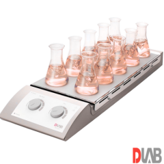 DLab 10 Bölmeli Isıtıcılı Manyetik Karıştırıcı 1.100 rpm 120 ℃ 10 x 0.4 Litre MS-H-S10