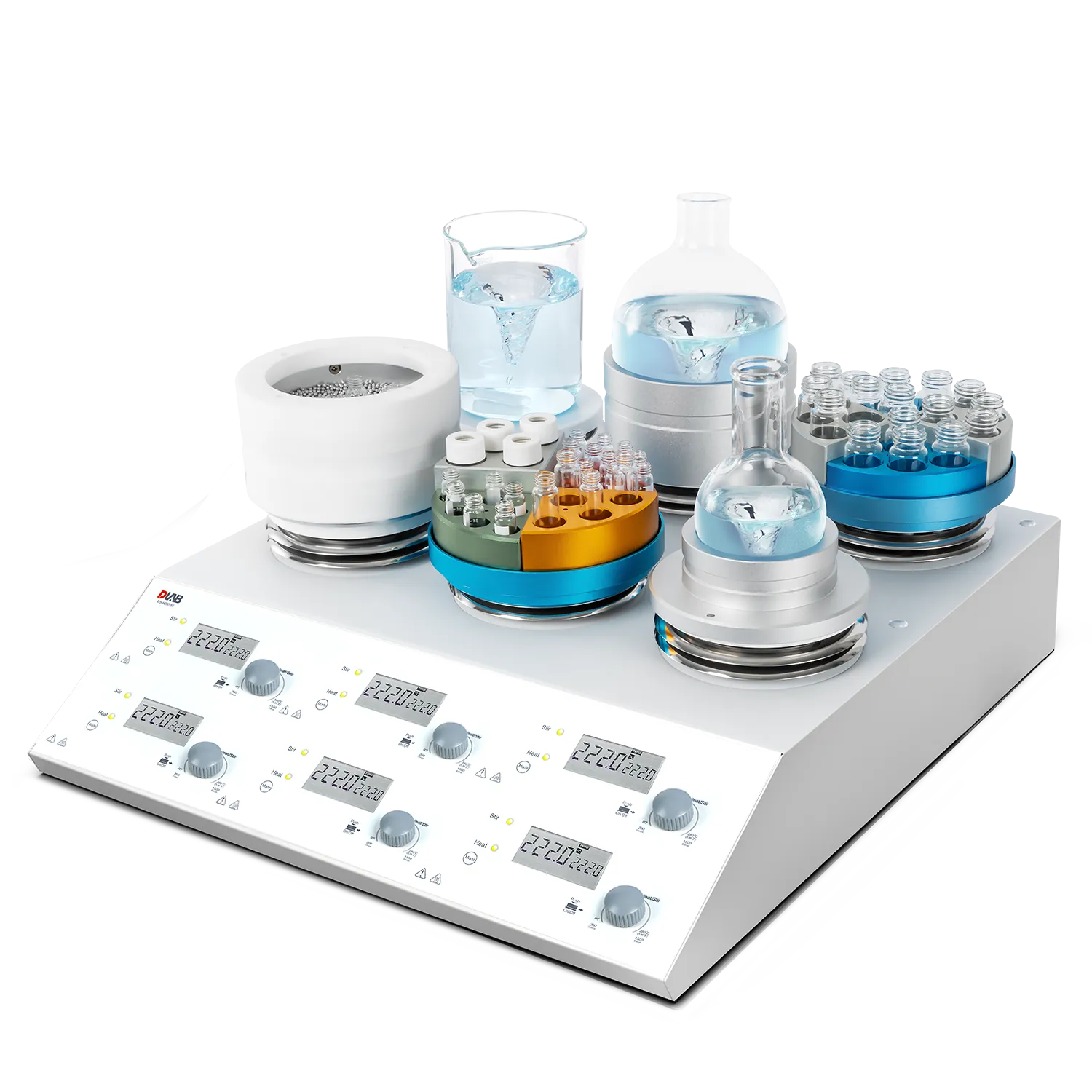 DLab MS-H280-S6 6 Bölmeli Dijital Isıtıcılı Manyetik Karıştırıcı 6 x 3 Litre