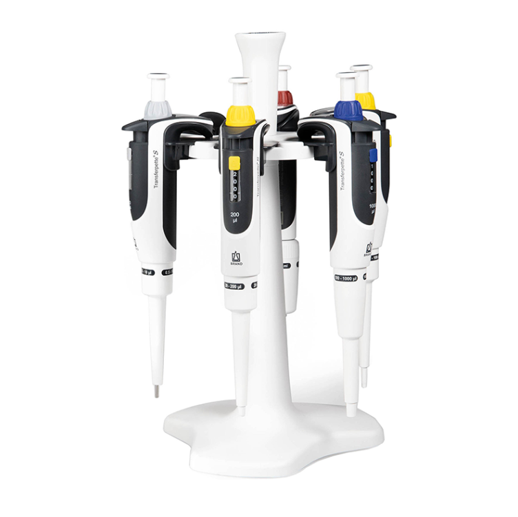 BRAND PIPETTE PACKAGE 1 Transferpette® S Ayarlanabilir Otomatik Pipet Seti 0,1-2,5 µL, 0,5-10 µL, 2-20 ul, 20-200 µL, 100-1000 µL, 6'lı Stand