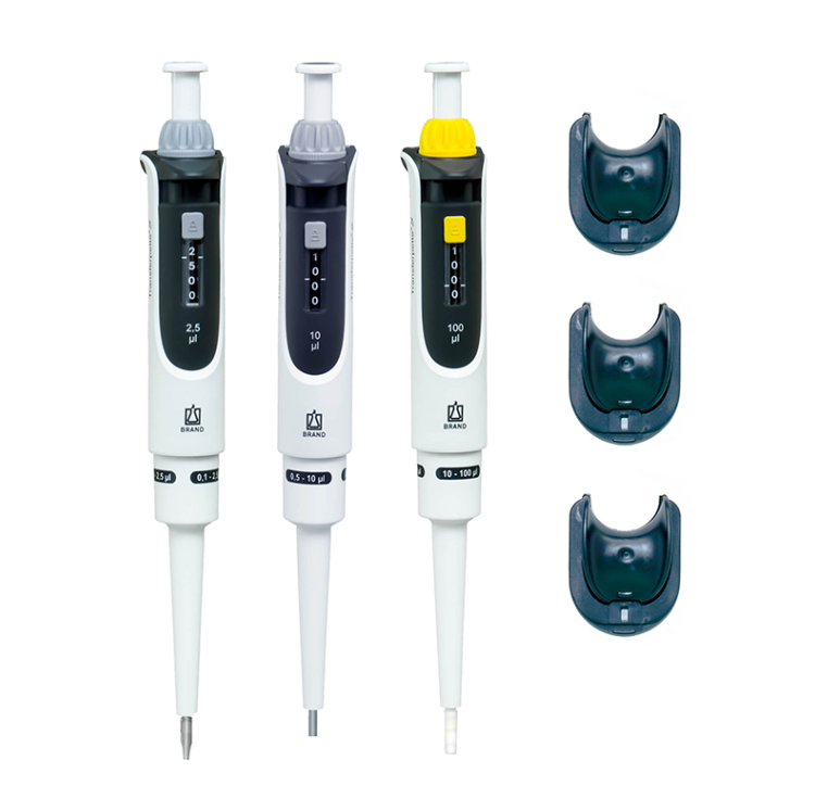 BRAND MICRO Transferpette® S Ayarlanabilir Otomatik Pipet Seti 0,1-1 µL, 0,5-10 µL ,10-100 µL Pipetler ve Askıları ile Komple