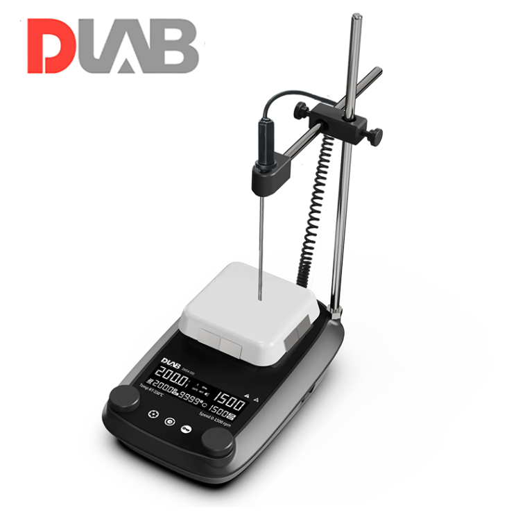 DLAB DMS4-550 LCD Package Isıtıcılı Manyetik Karıştırıcı Cam Seramik Kaplı Yüzey 50... 1.500 rpm / RT... 550 °C / 10 L / 100 x 100 mm