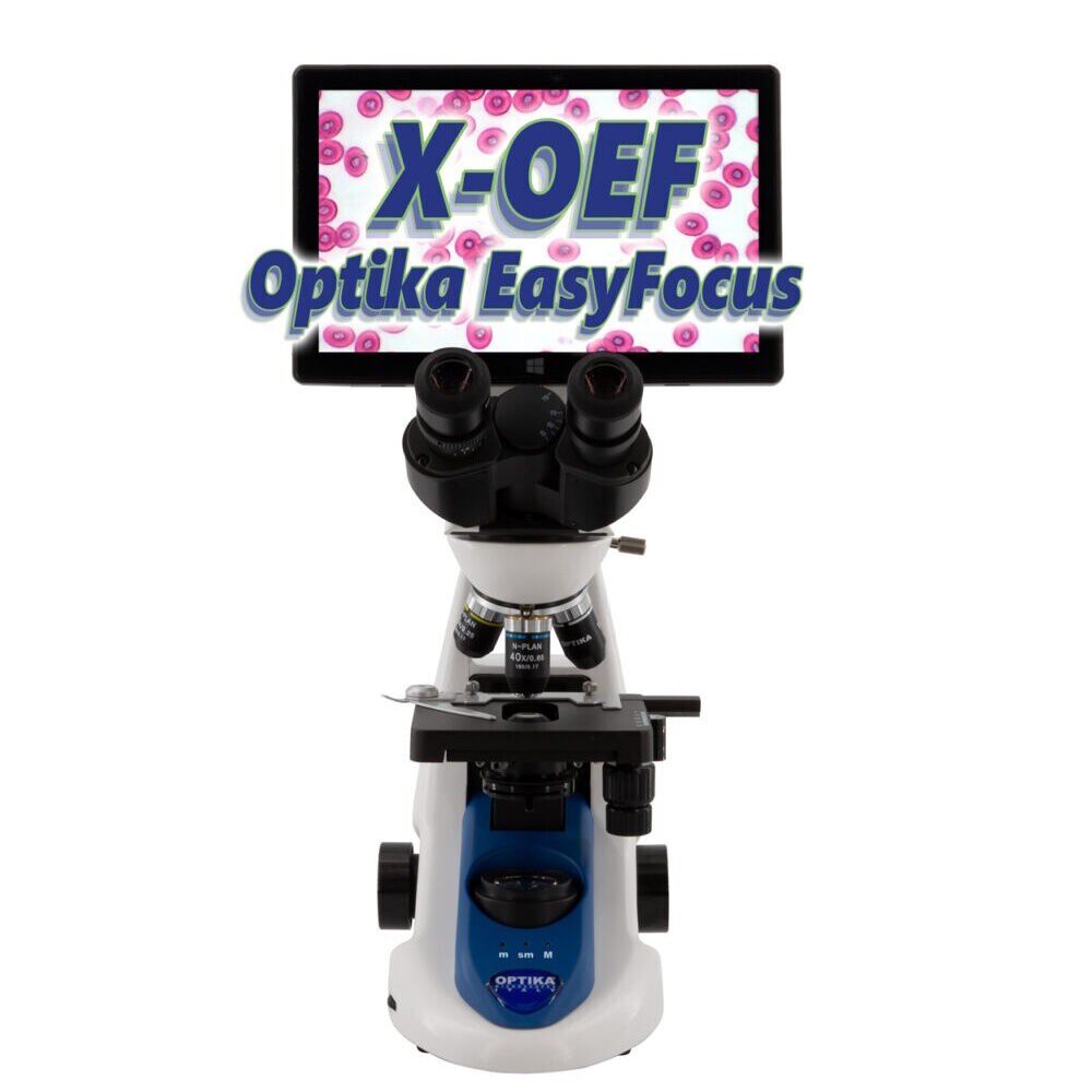 OPTIKA B-190TBPL+ Dijital Binoküler Araştırma ve Biyoloji Mikroskobu 1000x - 10.1'' Tablet PC ve 5.1MP Kameralı Ekranlı Mikroskop - X-OEF Kolay Fokus Özelliği